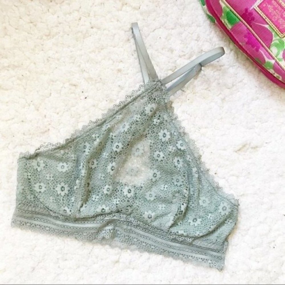 VS Halter Seafoam Green Lace Bralette w/ Underwire
